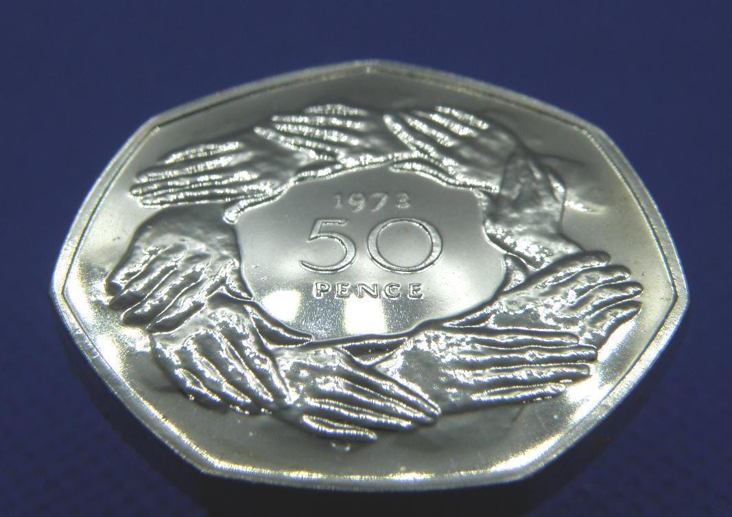 PCGS PR65 1973 イギリス 50ペンス プルーフ 欧州経済共同体 イギリス 英国 50ペンス硬貨 1973年 欧州経済共同体加盟記念 2枚