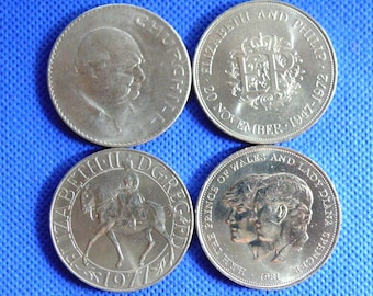 1972年エリザベス女王とフィリップ王子の結婚記念銀貨 - Etsy 日本