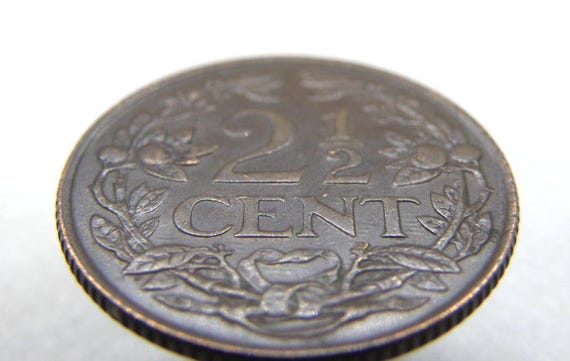 1947 Netherlands Antilles - CURACAO BRONZE 2 1/2 Cents COIN