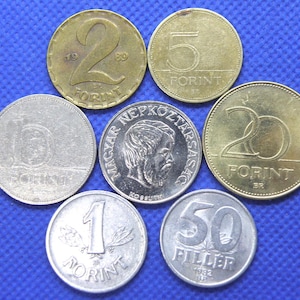 UNGERNS MYNTGRUPP - 7 Mynt - Äkta officiella ungarska - 1960- till 1990-talen (OS01)