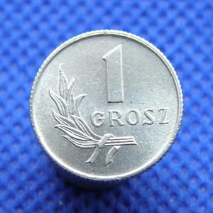 POLAND 1949 - 1 GROSZ COIN - Winged Eagle / Sprig Design - Good Detail - Polish Coin - Genuine 76 Year Old Vintage Coin (VL02.2)