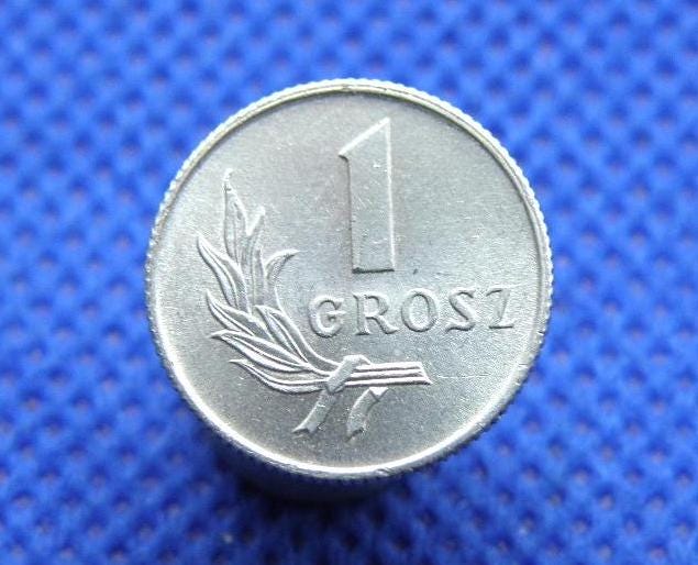 1077.　エラー？　1949年　ポーランド　1グロッシェン　アルミニウム 1949年 ポーランド - 1グロシュ硬貨 - 翼のある鷲／小枝のデザイン