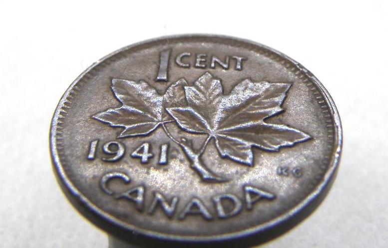 1941 CANADA One Cent COIN - King George VI - Genuine Commonwealth
