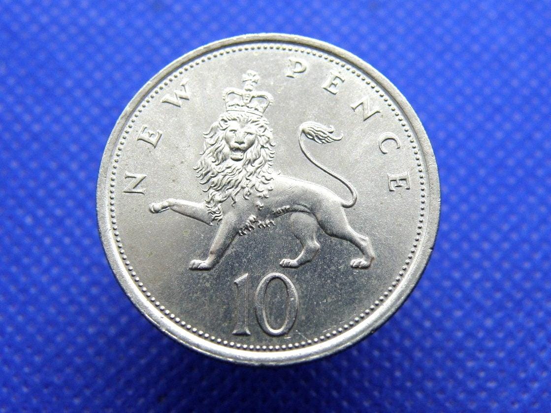 1975年 10ペンス硬貨 - 英国10ペンス硬貨 - エリザベス2世女王 - 50歳
