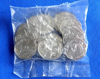 QUEEN ELIZABETH MEMORIAL Coin - British Fifty Pence Coin - First Issue of King Charles I.I.I. - Uncirculated from Sealed Bag (XK01)