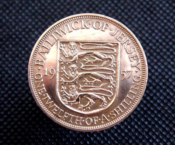 1957 JERSEY PENNY COIN - Original British Queen Elizabeth I.l. 1