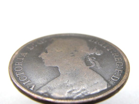 1893年イギリスのペニー硬貨：ヴィクトリア女王のブロンズ製バンヘッド