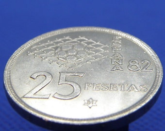 1980年スペイン25ペセタ硬貨：フアン・カルロス1世国王、ワールド