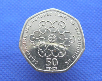 1980年 50ペンス硬貨 - エリザベス2世女王 - オリジナルヴィンテージ
