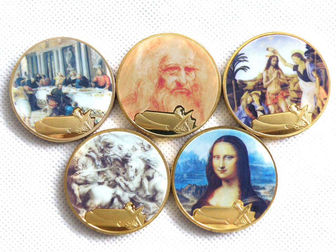 レオナルド・ダ・ヴィンチ 記念メダル LEONARDO DA VINCI Anniversary Medallion Set - Five X Gold Plated