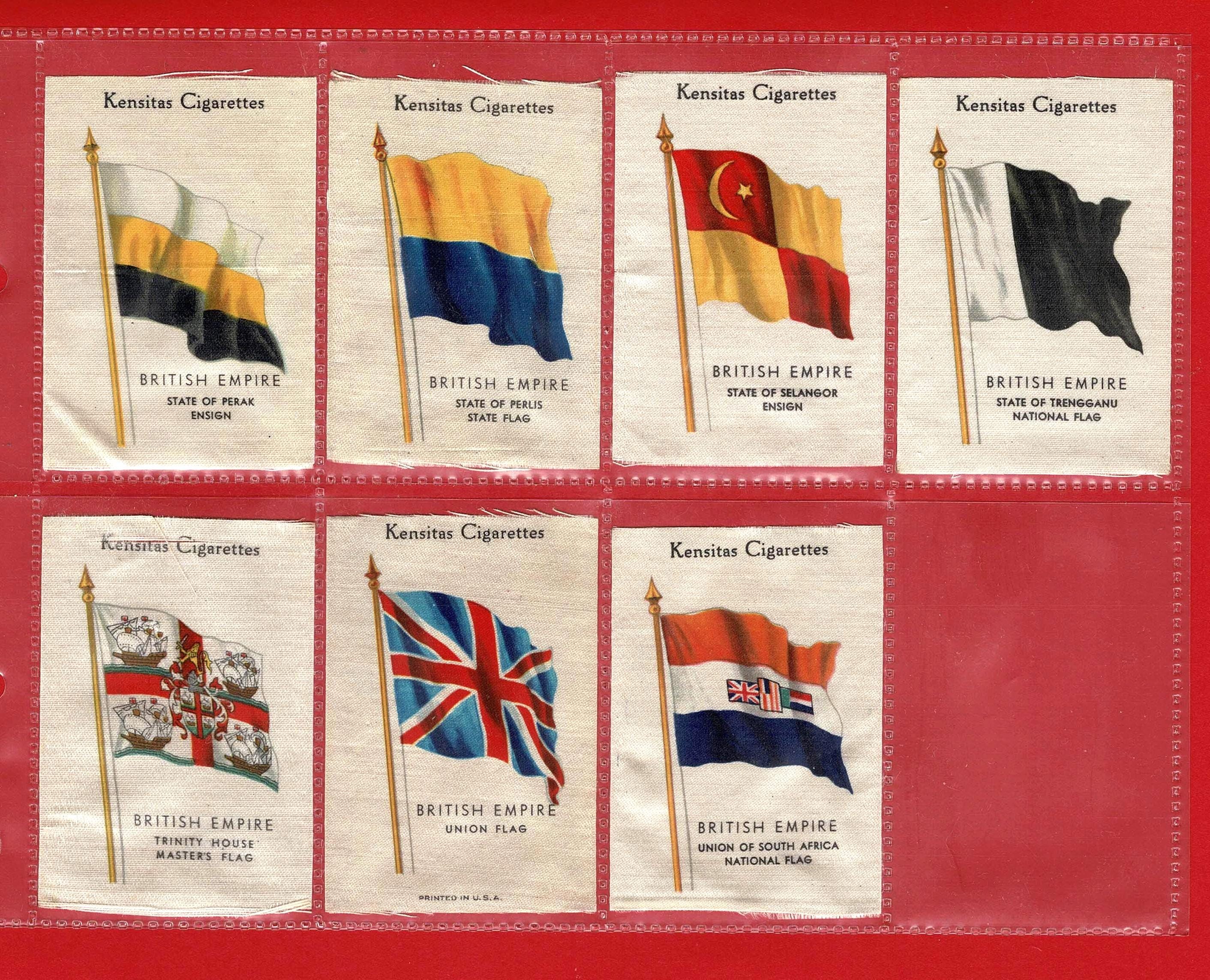 British Empire Silk Flags: 1934 Kensitas Tobacco Cards - Near