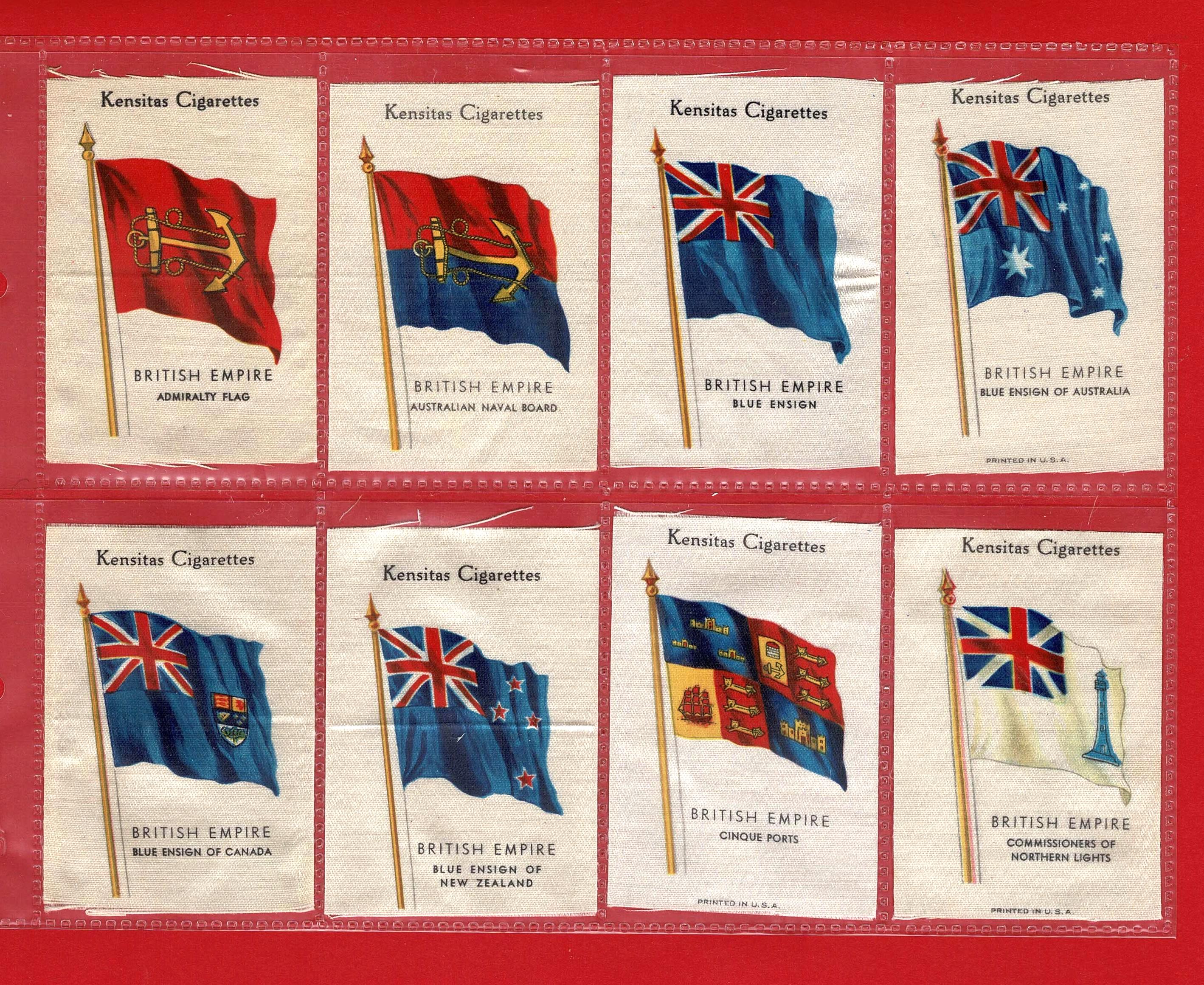 British Empire Silk Flags: 1934 Kensitas Tobacco Cards - Near