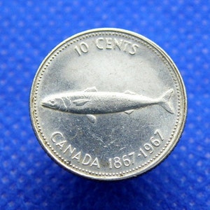 1967年カナダ銀貨10セント：大西洋サバのデザイン - Etsy 日本
