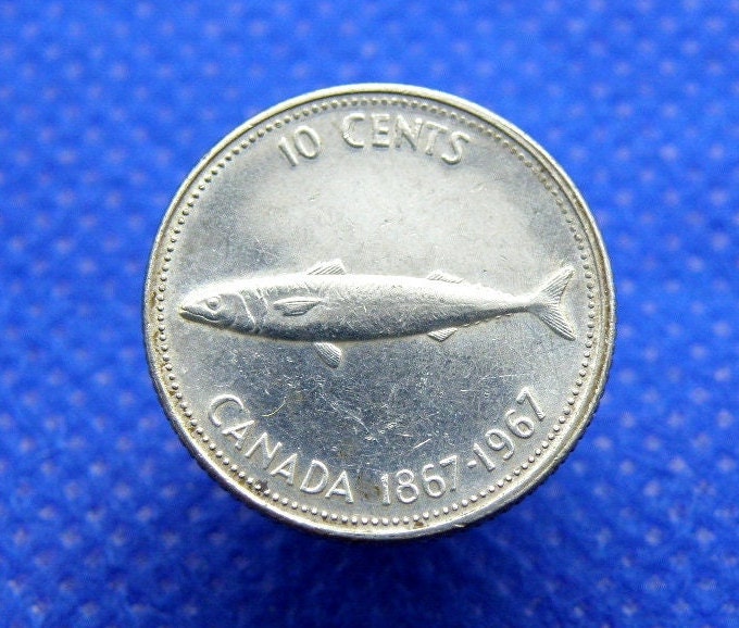 1967年カナダ銀貨10セント：大西洋サバのデザイン - Etsy 日本