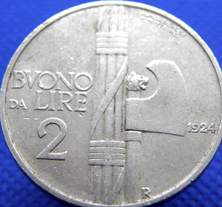 イタリア - 1924年 2リラ硬貨 - ヴィットーリオ・エマヌエーレ3世