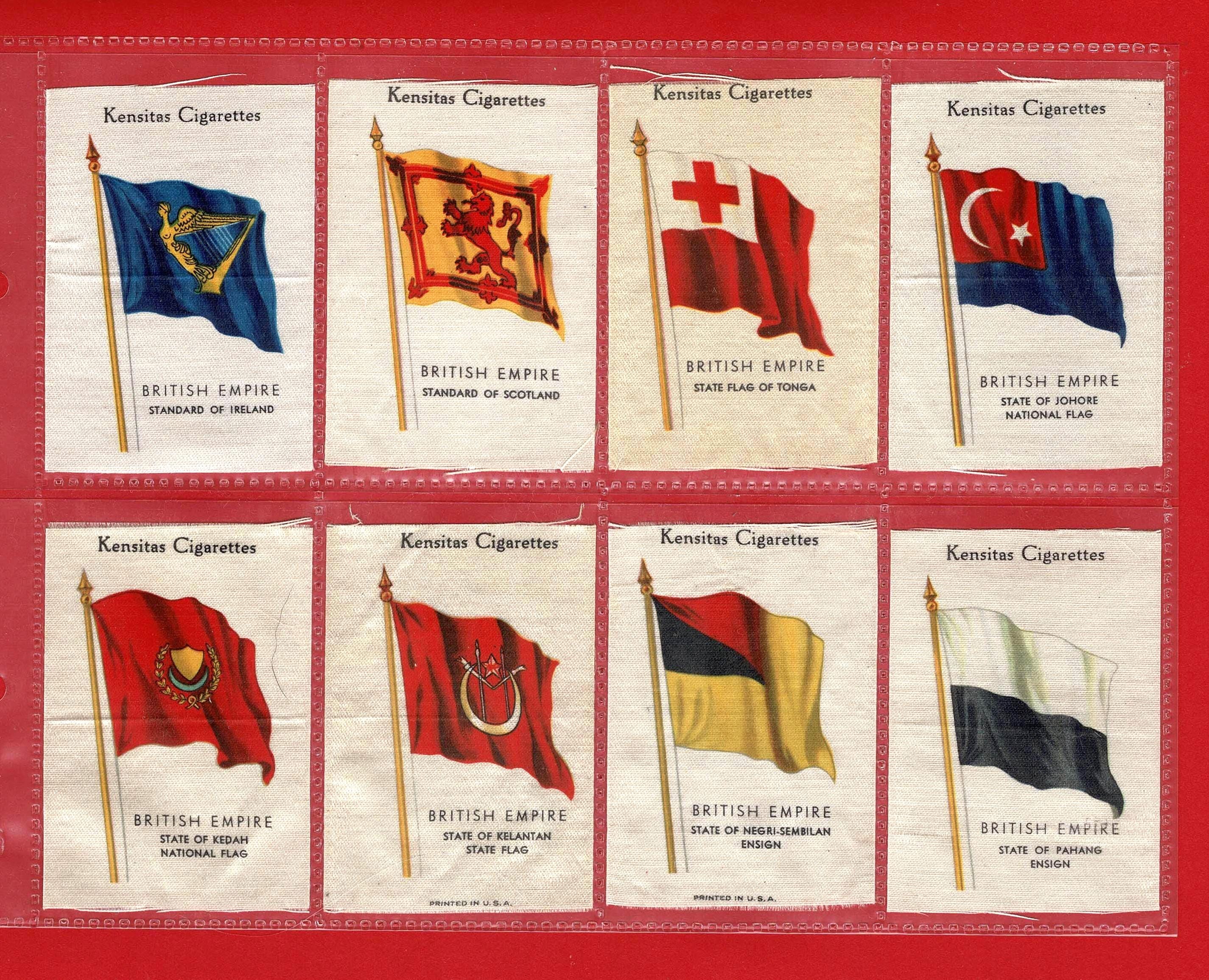 大英帝国の絹の旗：1934年ケンシタスタバコカード - ほぼ完全なセット