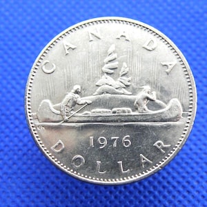 CANADA - 1976 ONE DOLLAR Münze - Queen Elizabeth II. - Voyageurs im Canoe Design - Echte Kanadische Commonwealth Nickel Münze (OS01)
