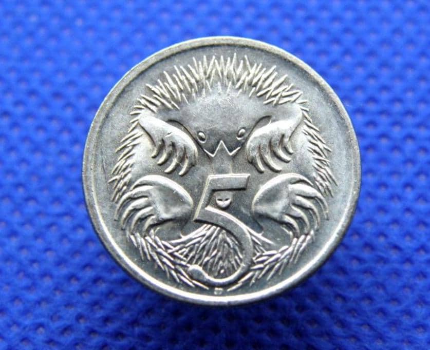 1999年オーストラリア5セント硬貨：エリザベス2世女王、エキドナ