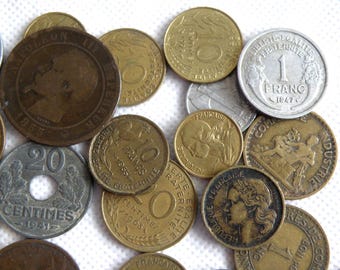 フランス硬貨 52枚 - 5サンチーム～20フラン - 発行年 1855