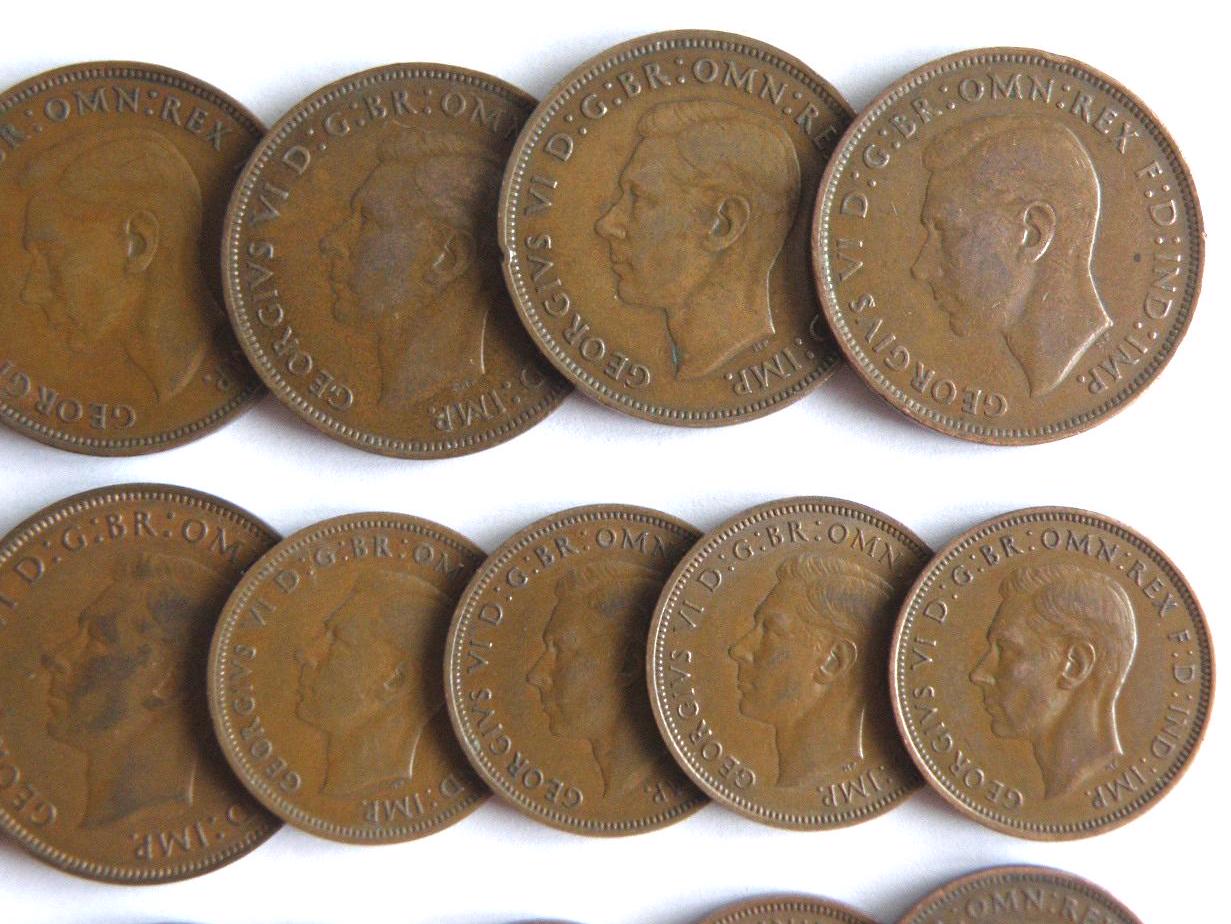 Set Completo Di Monete Da Mezzo Penny Di Re Giorgio VI Del