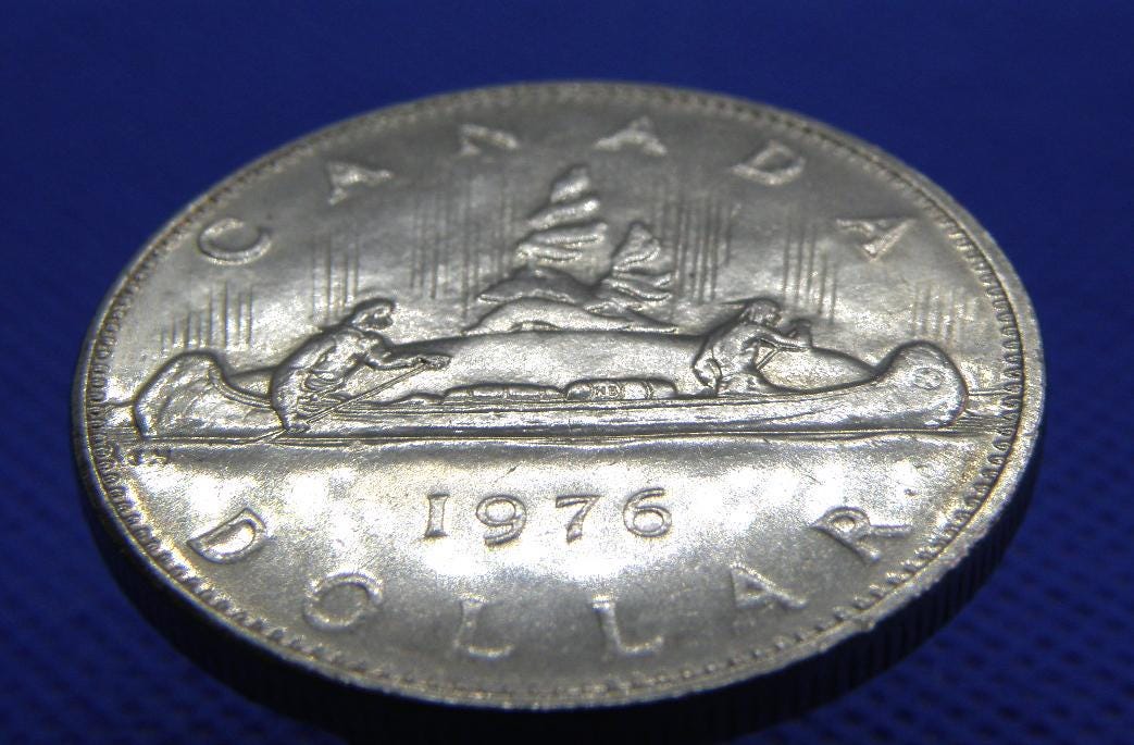 CANADA - 1976 ONE DOLLAR Coin - Queen Elizabeth I.I. - Voyageurs