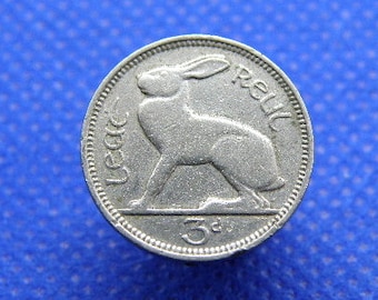 1940 IRELAND / EIRE THREEPENCE Coin - 3d Coin. Irish Hare & Harp Design. Original Pre-Decimal Coin. Birthday Anniversary Gift (OS01)