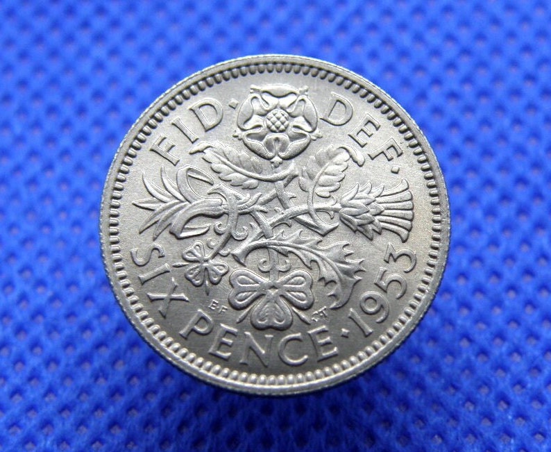 1953年 6ペンス硬貨 - 英国6ペンス硬貨。エリザベス2世戴冠式記念