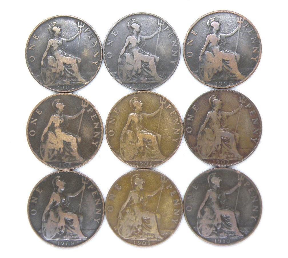 1910 one penny coin - Etsy 日本