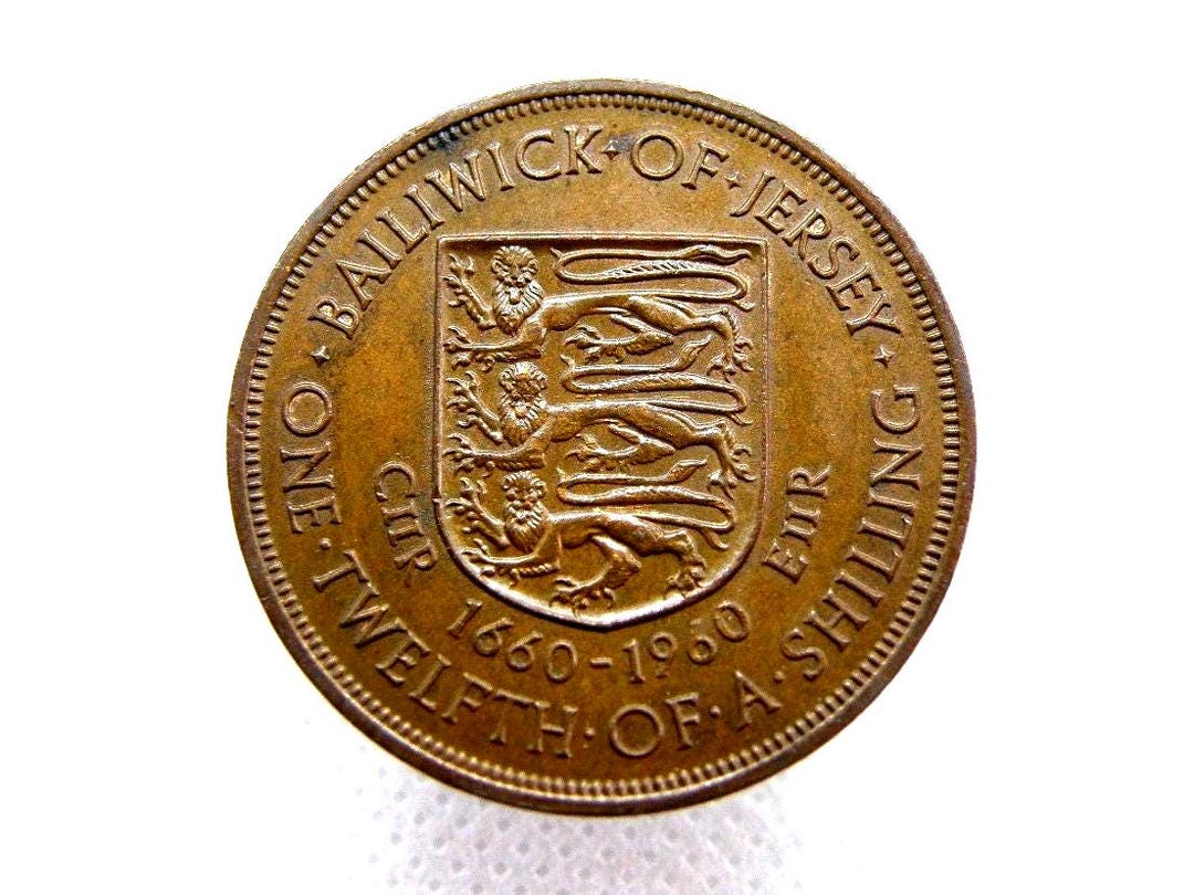 1960 JERSEY PENNY COIN - Original Pre-decimal Bronze 1/12th