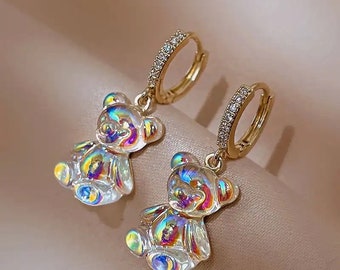 Gummy Bear Dangle Earrings, Colorful Bear Earrings, Cute Earrings, Gift for Her