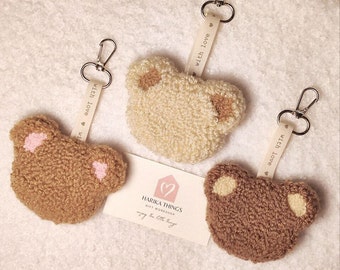 Cute teddy bear Keychains Handmade Valentine's Day Gift for her punchneedle keychain bag hanging rug hooking bear cubs keychain funny toys