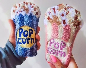 POP CORN TOY two new colours pink and blue fluffy punch needle popcorn for her and for him amazing original craft gift plush cute toys