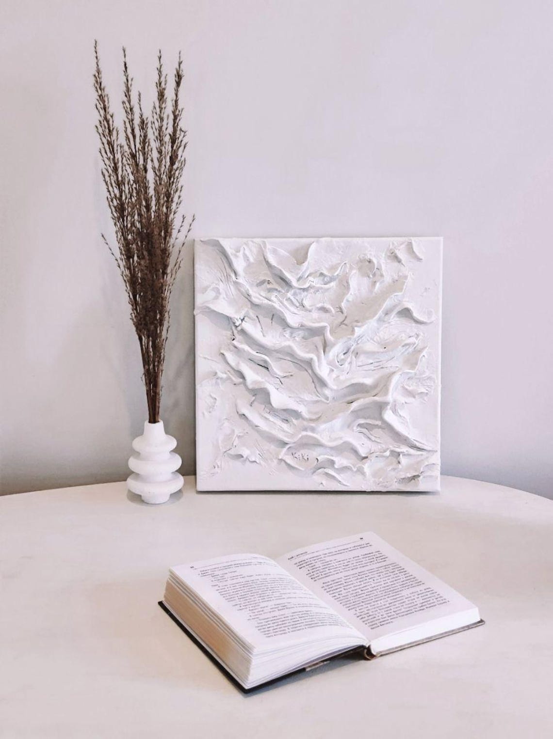 Textured Wall Panel Abstract Art Clay Painting Fabric Painting Wave and ...