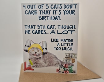 Funny Cat Birthday Card: Apathetic Cats, Enthusiastic Cat Lover Card