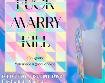 Funny Engagement Printable Card | Instant Download F*ck Marry Kill Card | Print at Home