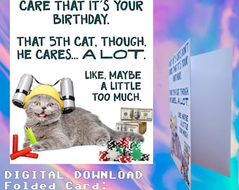 Funny Cat Birthday Card Printable, Sassy Cat Lover Instant Download