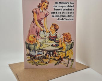 Funny Mother's Day Card, Card for Mom, Sarcastic Vintage Housewife