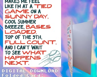 Baseball Lover Anniversary Printable Card | Instant Download Romantic Sports Card