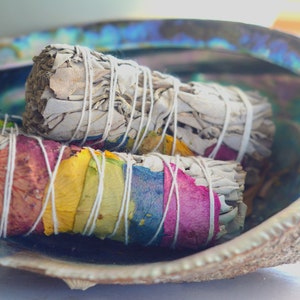 Sage, abalone shell, smudging, relaxing, spiritual, cleansing, self love