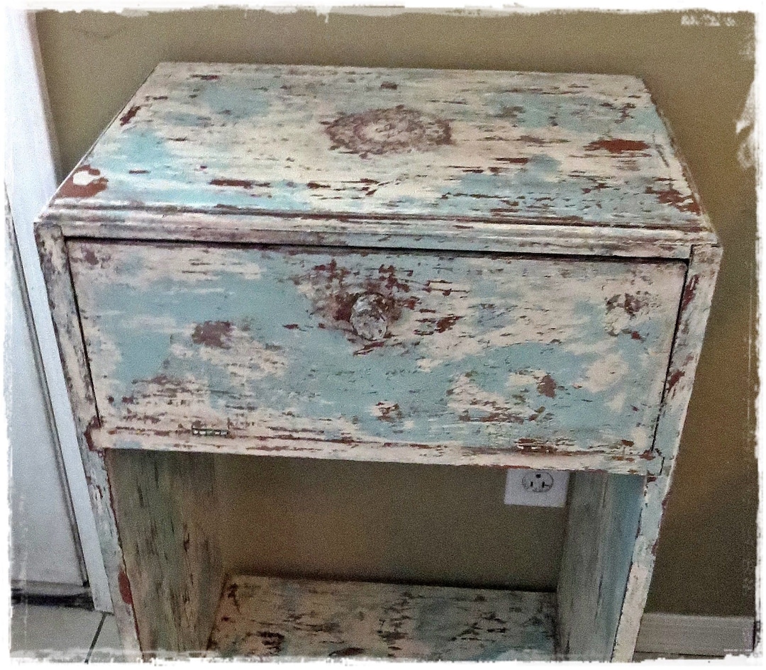 Distressed Nightstand Etsy
