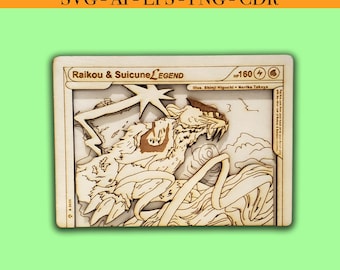 Raikou Suicune Legend Card Top Laser Cutter Files Vector for Wood Glowforge, Light burn, Cricut laser files SVG, AI, EPS, Png, Cdr
