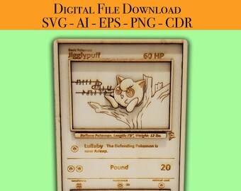 Jigglypuff Pokemon Card Laser Cut Digital Files Vector for Wood: Glowforge, Light burn, Cricut etc.. laser files SVG, AI, EPS, Png, Cdr