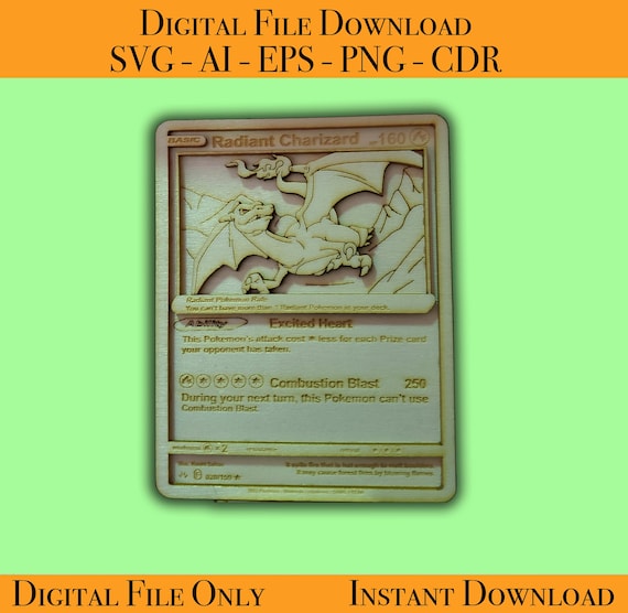 pokemon radiant charizard card Laser Files Vector Ready for Wood Glowforge, Light Burn, Cricut Laser Ready Files SVG, AI, EPS, Png, Cdr this piece serves as a premier focal point for any high Radiant Charizard K 011/071 S10b