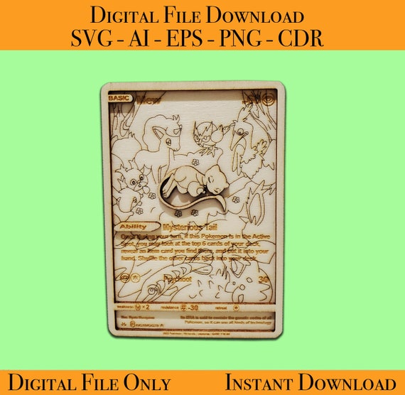 Mew Pokemon Card Laser Cutter Files Vector Ready for Wood Glowforge, Light burn, Cricut laser ready files SVG, AI, EPS, Png, Cdr Mew Pokemon Card Laser Cutter Files Vector Ready for Wood Glowforge, Light burn, Cricut laser ready files SVG, AI, EPS, Png, Cdr
