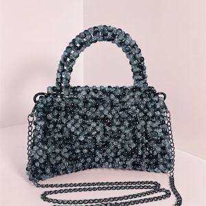 Beaded bag, Crystal bag, Beaded evening bag, Pearl bag, Crossbody bag, Black Bead bag, Gift for her, STYLISH BAG