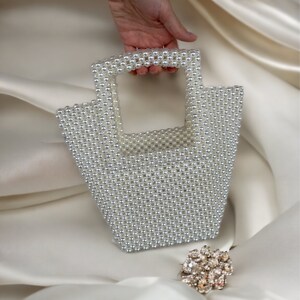 Perlentasche, Kristalltasche, Abendtasche aus Perlen, Perlentasche, Hochzeitshandtasche, Crossbody-tasche, weiße Perlentasche, Geschenk für sie, tägliche Tasche, STILVOLLE TASCHE