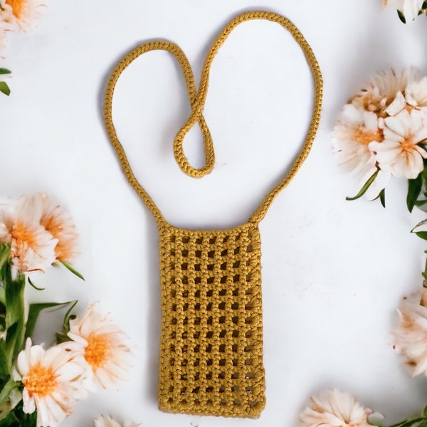 Crochet Phone Bag,Phone case handmade,Gift for her,Crochet bag,Crochet Crossbody Bags,Knitting Cell Phone Holder, Pouch,Macrame phone bag