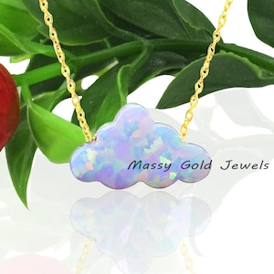 925 Silver Opal Cloud Necklace, Gemstone Cloud Charm Pendant, Sky Cloud Charm, Carved Cloud Pendant, Dreamy Cloud Jewelry, Labradorite Cloud