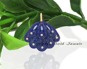 Anhänger aus 925er Silber mit Lapislazuli-Muschel, handgeschnitzter Jakobsmuschel-Anhänger, Edelstein-Muschel-Anhänger