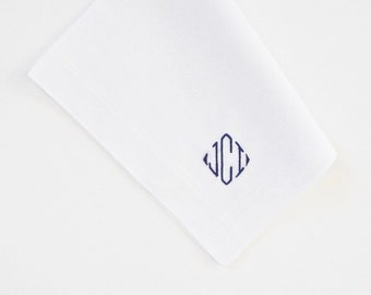 MENS DIAMOND font Embroidered Monogrammed Handkerchief, wedding handkerchief, Personalized Handkerchief, Personalized Pocket Square